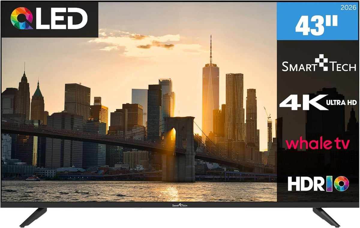 Smart Tech 43QH02V, 43 Zoll (108 cm) UHD-QLED Smart-Fernseher, YouTube, Netflix, Prime Video, Disney+, Whale TV