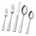 Besteckset 5-teilig Edelstahl Silber mit satinierten Griffen für den Esstisch
