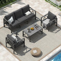 OMERAI Aluminium Gartenmöbel Set 4-TLG. für 5 Personen mit Schutzhülle