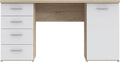 Forte NET106 Schreibtisch 145, 145 cm breit x 60 cm tief x 76,3 cm hoch, Moderner Schreibtisch mit 4 Schubladen und 1 Tür, Home Office, Büro