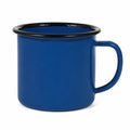 Emaillebecher 400 ml Blau mit schwarzem Rand für Heißgetränke