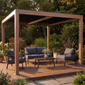 Mendler Pergola HWC-L46 10cm-Aluminium-Gestell 3x4m, Holzoptik