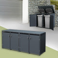 ML-Design Mülltonnenbox 4er für 4 Tonnen 240L 264x80x116,3 cm, Abschließbare Mülltonnenverkleidung mit Klappdeckel/4 Türen, Anthrazit, Stahl
