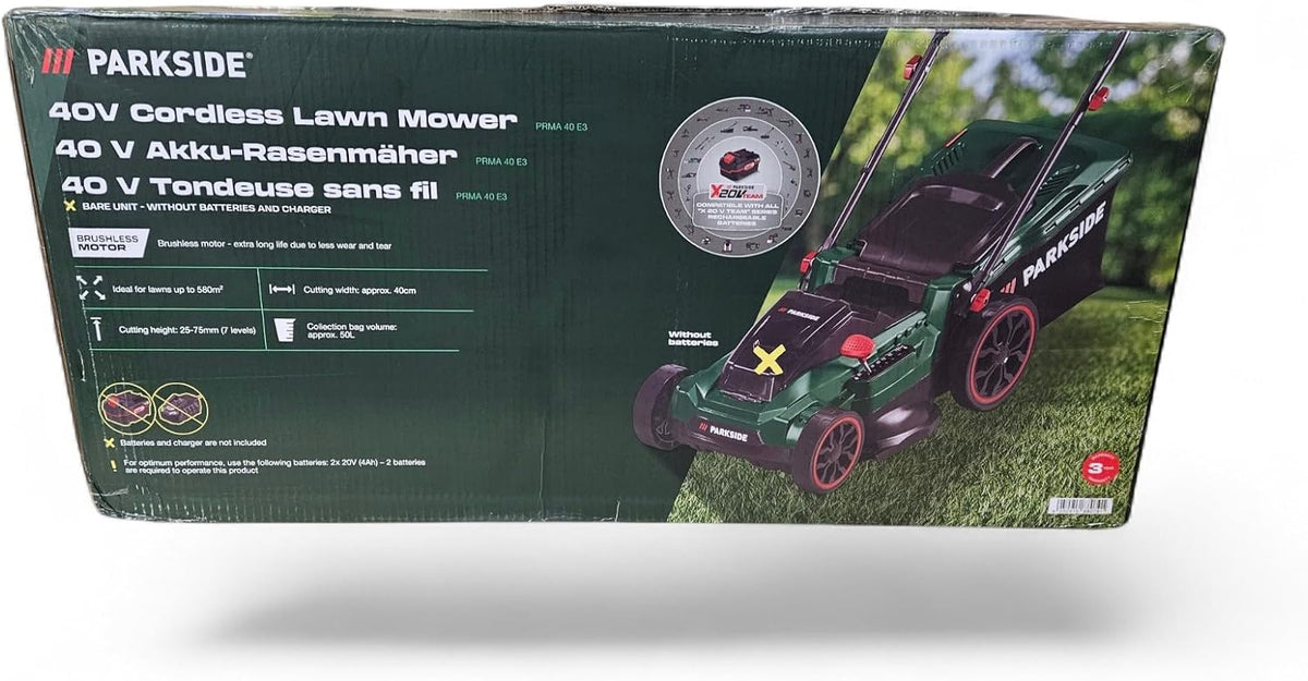 PS Parkside Akku-Rasenmäher X20V Parkside PRMA 40-Li A2, Brushless (ohne Akku und Ladegerät), 7 Schnitteinstellungen