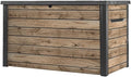 Keter Ontario Auflagenbox/Kissenbox 870 Liter | 100% Wasserdicht mit Belüftung dadurch kein übler Geruch/Schimmel Moderne Holzoptik | Deckel