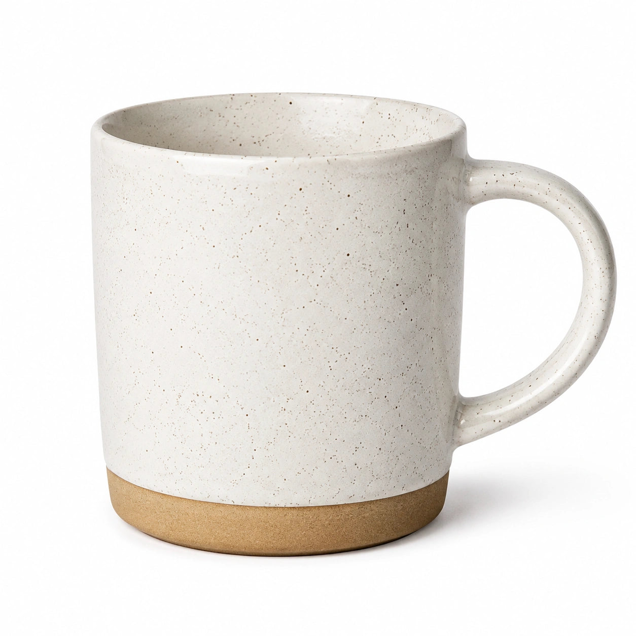 Keramiktasse 350 ml 9 cm cremeweiß gesprenkelt mit Henkel