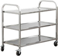 uyoyous Servierwagen 75x40x83.5cm Edelstahl 3 böden Küchenwagen Transportwagen Edelstahl mit 4 360° drehbare Rollen (2X bremsbar) für Restaurant