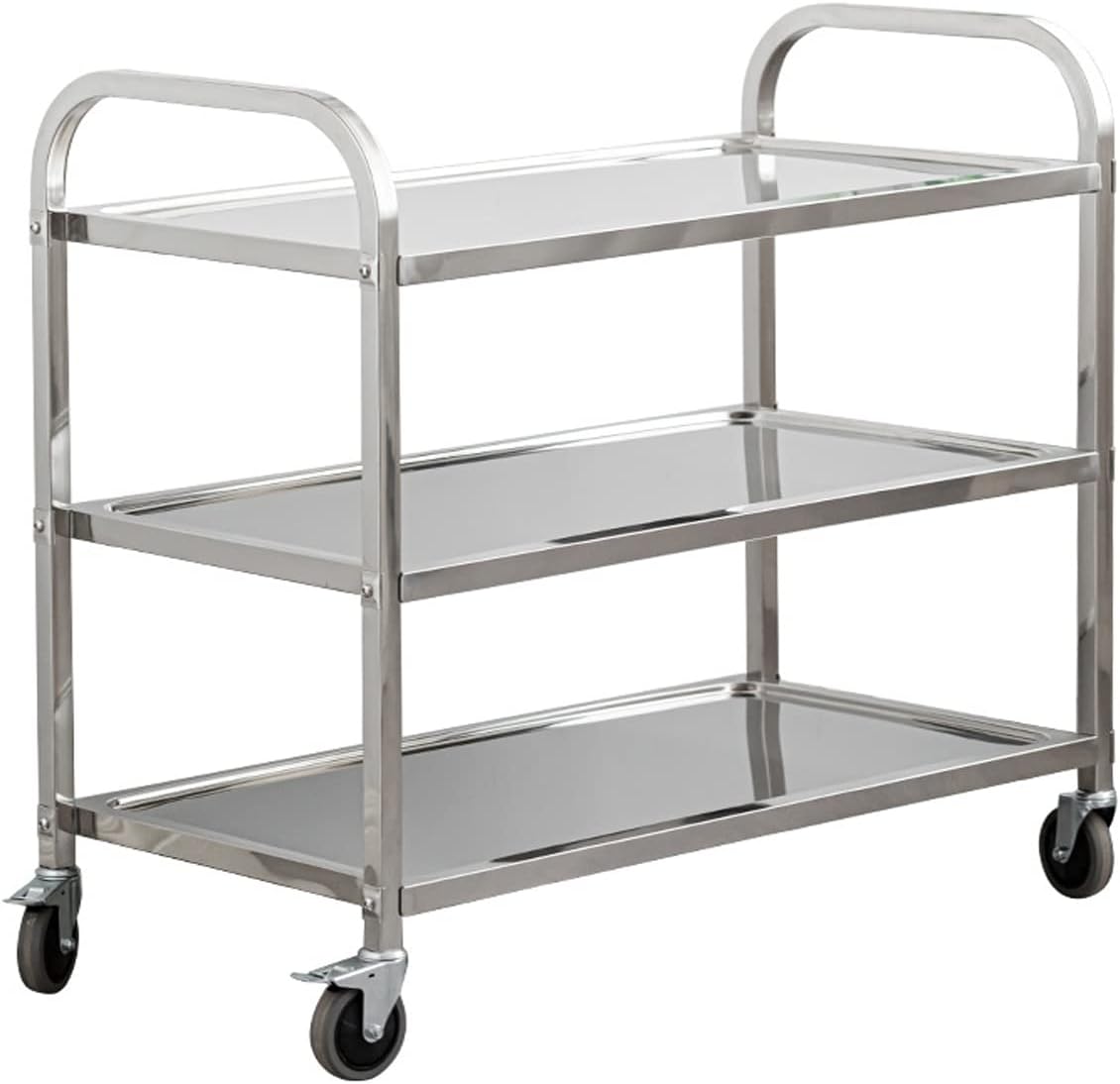 uyoyous Servierwagen 75x40x83.5cm Edelstahl 3 böden Küchenwagen Transportwagen Edelstahl mit 4 360° drehbare Rollen (2X bremsbar) für Restaurant