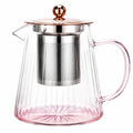 Teekanne 1.00 L Glas Rosa mit Edelstahlfilter und Deckel
