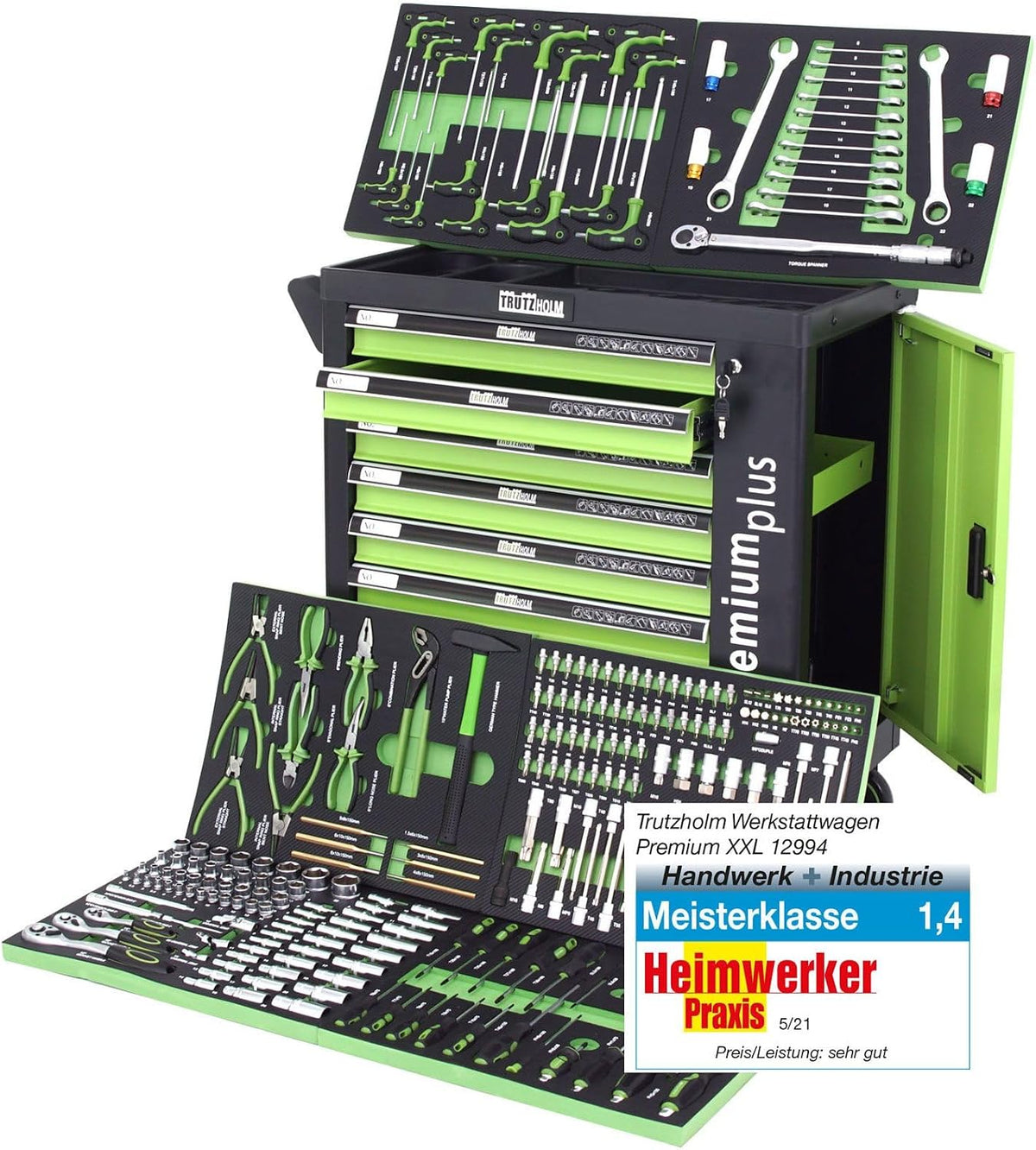 TRUTZHOLM Werkstattwagen 254-tlg. bestückt, 8 Schubladen, Chrom-Vanadium