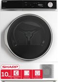 SHARP KD-NHA0S6GW1C-DE Wärmepumpentrockner (10 kg, Edelstahltrommel mit LED-Beleuchtung), EEK C), (15 Trockenprogramme, 20 Min. Kurzprogramm, Weiß