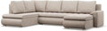 Mebligo, Sofa Wohnzimmer, Ecksofa mit Schlaffunktion und 3 Bettkasten FORESTA 300x89x200 (BxHxT) Beige, Ottomane Links Eckcouch, Couch U Form