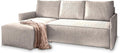 Masseno Ecksofa PERUSI mit Schlaffunktion L-Form, Sofa mit Bettkasten, Wohnzimmersofa, Couch, Soffa, Bettsofa, Couchgarnitur- Creme, POSO 100
