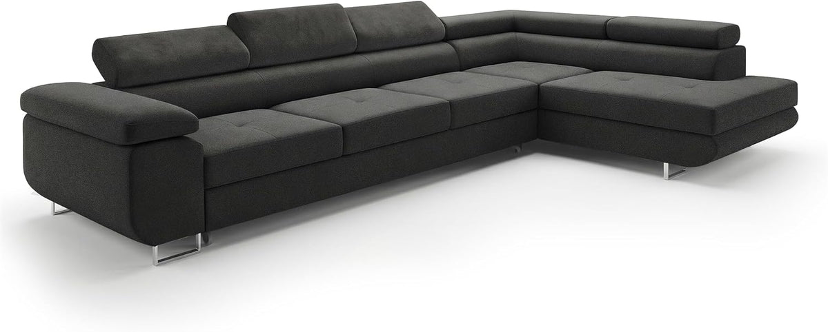 Ecksofa mit Schlaffunktion PASTI XL L-Form, Sofa Couch mit Bettkasten, Couch Eckcouch, Ottomane Rechts