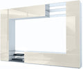 Vladon Wohnwand Mirage, Weiß matt/Creme Hochglanz (262 x 183 x 39 cm), Anbauwand mit Rückwand mit 2 Türen, Made in Germany