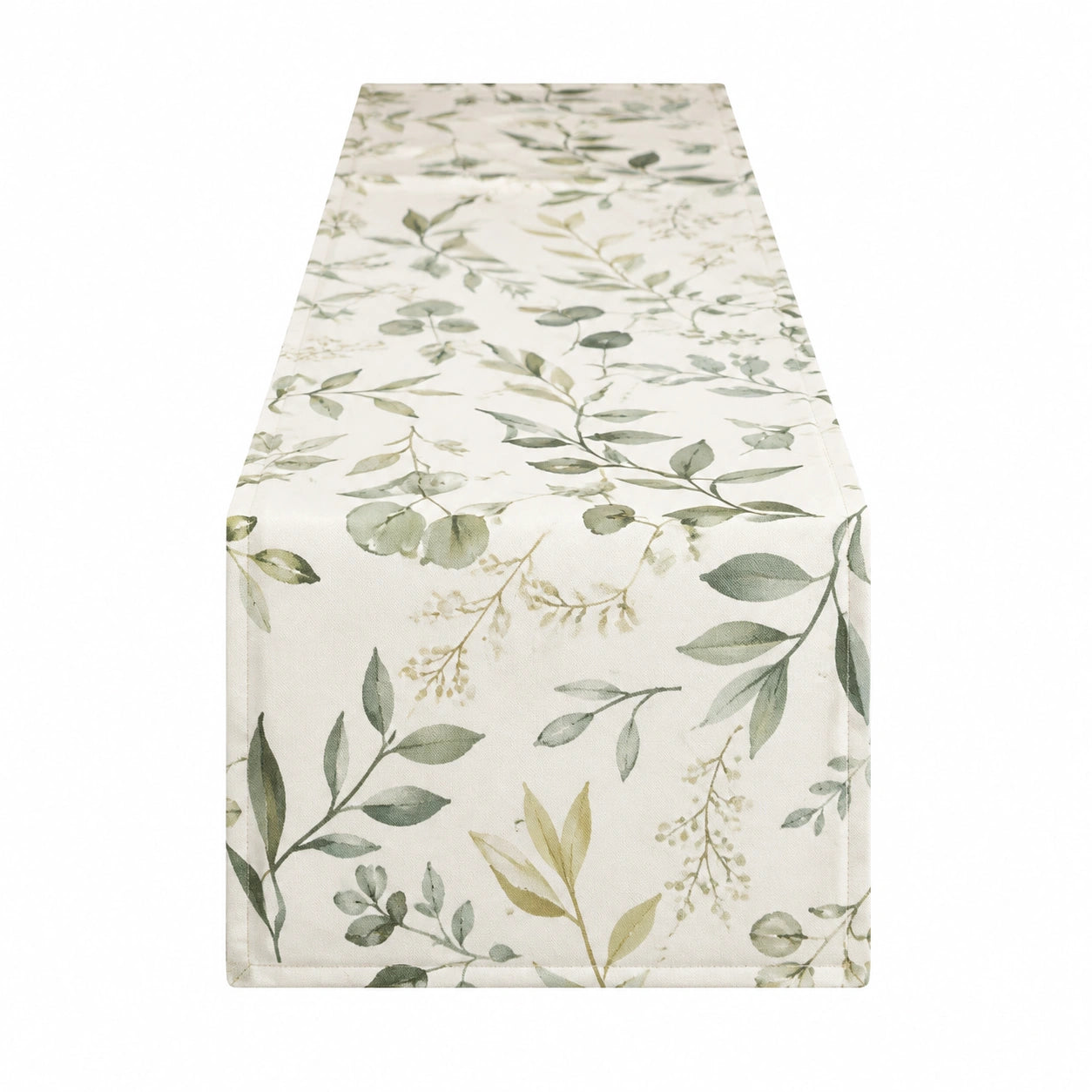 Tischläufer 180 x 35 cm Polyester Cremegrün mit botanischem Muster