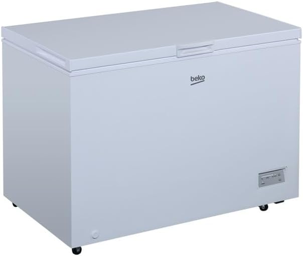 Beko CF316EWN Gefriertruhe, 308 l Nutzvolumen, 40 db(A), Kühltruhe, 1 Gefriergutkorb, Temperaturalarm, Transportrollen, LED-Anzeigesystem, Weiß