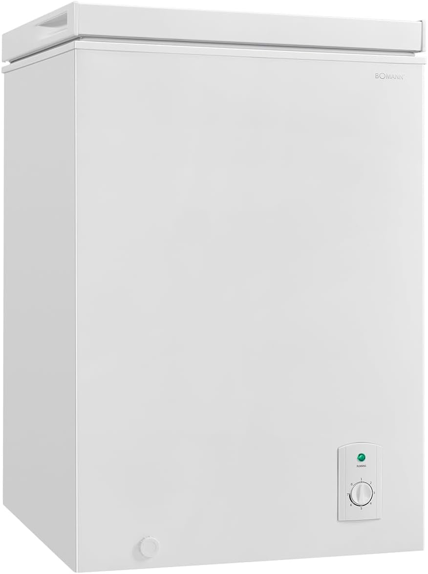 Bomann, 100L Gefriertruhe weiß GT7355, Gefriervermögen 4,5 kg/24h, Temperatur ≤ -18°C, für die Familie, 4 Sterne, Kontrollleuchte, abnehmbar, Rollen
