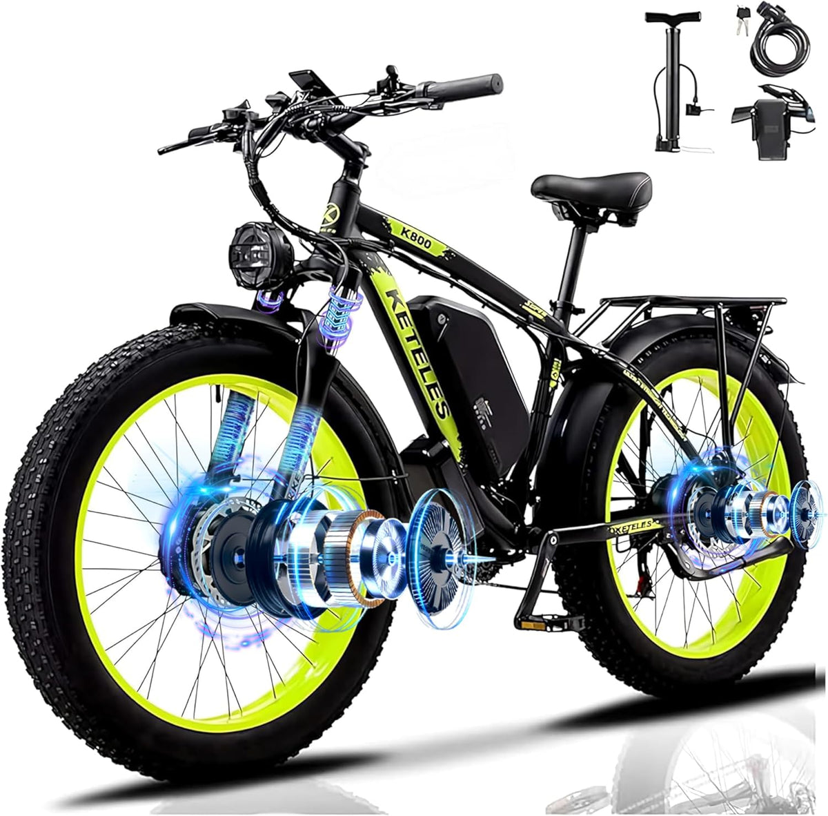 E Bike, 48V 23Ah Akku Elektrofahrrad Ebike mit Telefonhalter, 250W E-Bike 120KM Range 21-Gang-Getriebe Hydraulische Scheibenbremsen