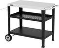 Royal Gourmet Servierwagen 3-Etagen mit Müllsackhalter Küchenwagen Edelstahl Beistelltisch Outdoor Plancha Grilltisch Rollwagen Trolley Silber