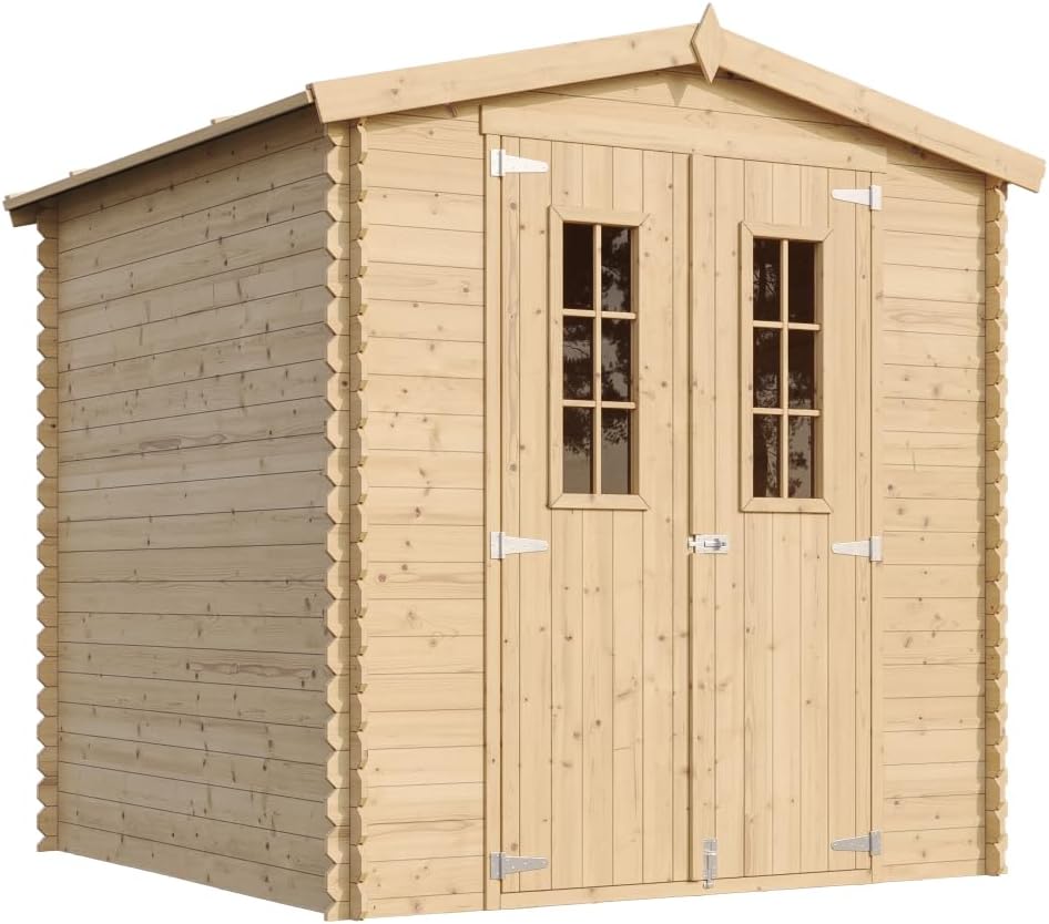 Gartenhaus Holz, Gerätehaus B216xL206xH216 cm/ 3.53 m2, Fahrrad Schuppen, Gartenhäuser & aufbewahrung Wasserfestes Dach TIMBELA M343C
