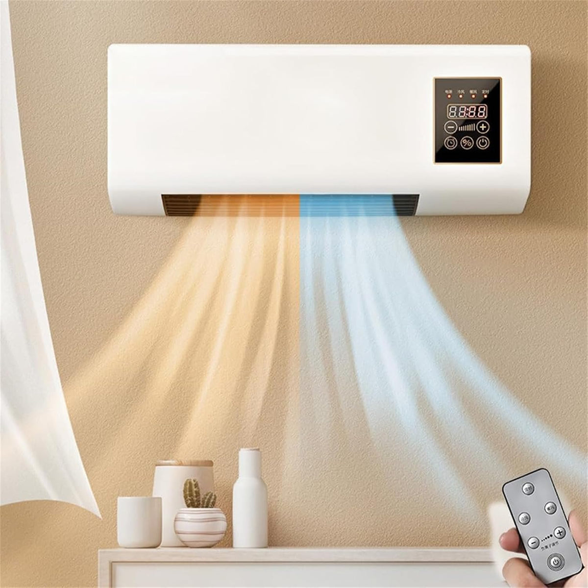 Mini-Klimaanlage Wandmontage mit Fernbedienung, Tragbare AC-Einheit für Zuhause, Schlafzimmer, Wohnzimmer, Büro