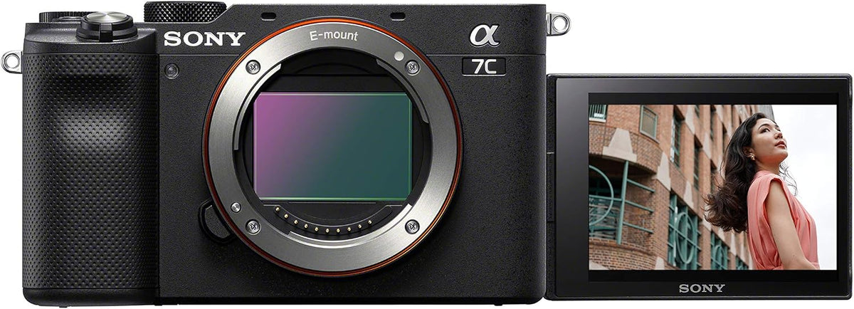 Sony Alpha 7C Spiegellose E-Mount Vollformat-Digitalkamera ILCE-7C (24,2 MP, 7,5cm (3 Zoll) Touch-Display, Echtzeit-AF) Body, schwarz