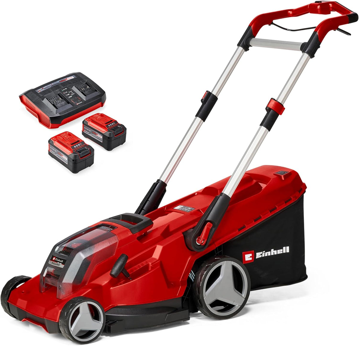 Einhell Akku-Rasenmäher RASARRO 36/42 Kit Power X-Change (36V, 42 cm Schnittbreite, 50L Fangkorb, inkl. 2X 5,2Ah + 1x Twincharger), bis 725 m²