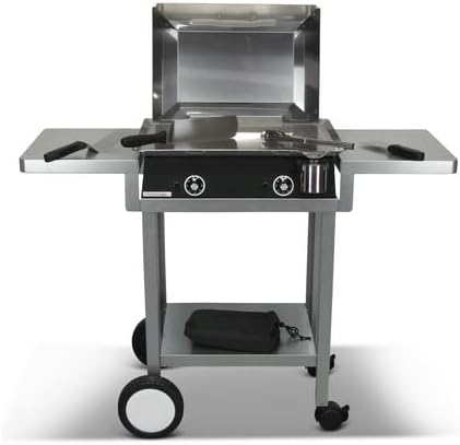 Set Elektrische Grillplatte Classic 600, 2400 W, L 60 x T 45 x H 16 cm, Trolley Monceau + Zubehör, Edelstahl, Finish Carbon, hergestellt in Frankreich