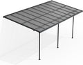 Juskys Terrassenüberdachung Borneo 6x3 m, Sonnenschutz aus Aluminium mit Doppelstegplatten, Terrassendach zur Wandmontage in Anthrazit