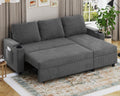 Devoko Ecksofa mit Schlaffunktion und Bettkasten L-Form Sofa 3-Sitzer Ausziehbares Schlafsofa Leinen Couch Kleines Schlafcouch für Wohnung