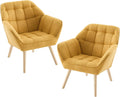 chairus Sessel Wohnzimmer Loungesessel Leinen 2er Set Gepolsterter Gelb