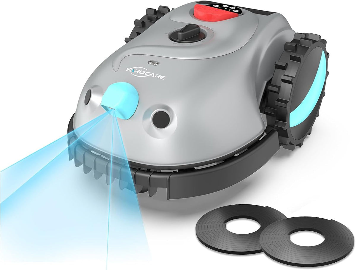 YARDCARE V100 Mähroboter ohne Begrenzungskabel Rasenroboter mit Kamera, 4 Ah Akku Rasenmäher Roboter ohne Begrenzungsdraht, mit Ersatzklingen
