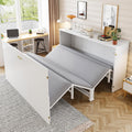 Schrankbett 140x200cm, Klappbares Doppelbett mit Matratze und Lattenrost, Wandbett Klappbett mit Schrank, Weiß