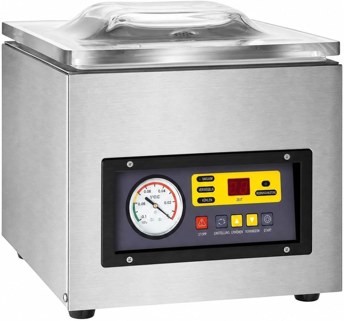 3-in-1 Kammervakuumierer, 220V 120W Kommerzielle Tisch Vakuumiergerät Edelstahl Vakuumierer Folienschweißgeräte Profi Kammer Vakuumiergerät