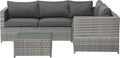 4-Sitzer Lounge Set Rattan grau Ecksofa mit Tisch Auflagen dunkelgrau Avola