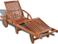Sonnenliege Klappbar Wetterfest Holz Gartenliege mit Räder, Holzliege Balkon Liege-Geölt-1x Sonnenliege
