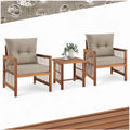 tectake Lounge Set, Balkonmöbel Bistrotisch Set mit 2X Gartenstuhl Holz und Balkon Tisch, Balkonmöbel Set mit XXL Polsterung, Garten Lounge