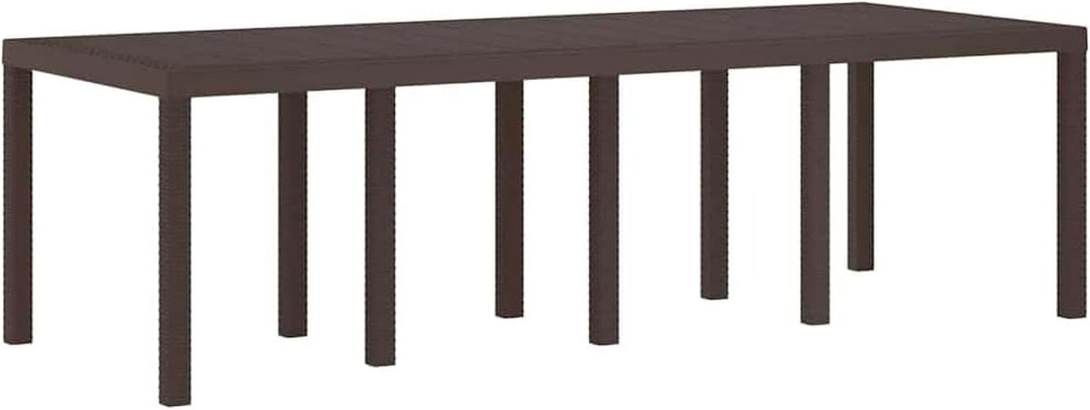 vidaXL Gartentisch Braun 250 x 100 x 73 cm Poly-Rattan, rechteckiger Tisch aus Stahl, wetterfeste Essgruppe für den Außenbereich, Garten und Terrasse
