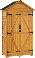 M MCombo Gartenschrank Geräteschuppen Werkzeugschrank Outdoor-Schrank Gartenbox mit Satteldach aus Holz wasserfest Grau/Natur 1000D