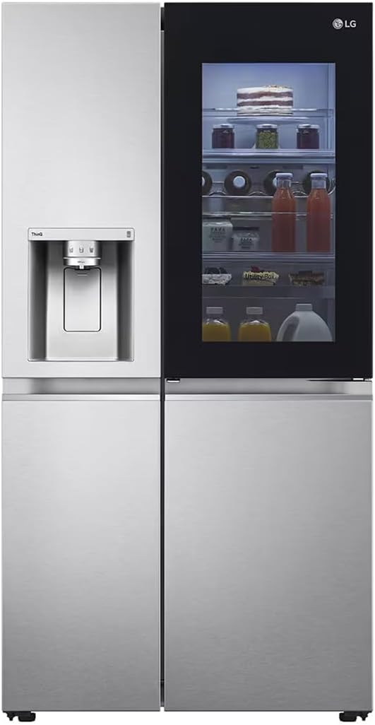 LG GSXV90BSDE, Side by Side Kühlschrank, 635 L, 91,3 x 73,5 x 179 cm ꟷ Brushed Steel Silver, Klasse E, InstaView, Total NoFrost, DoorCooling+