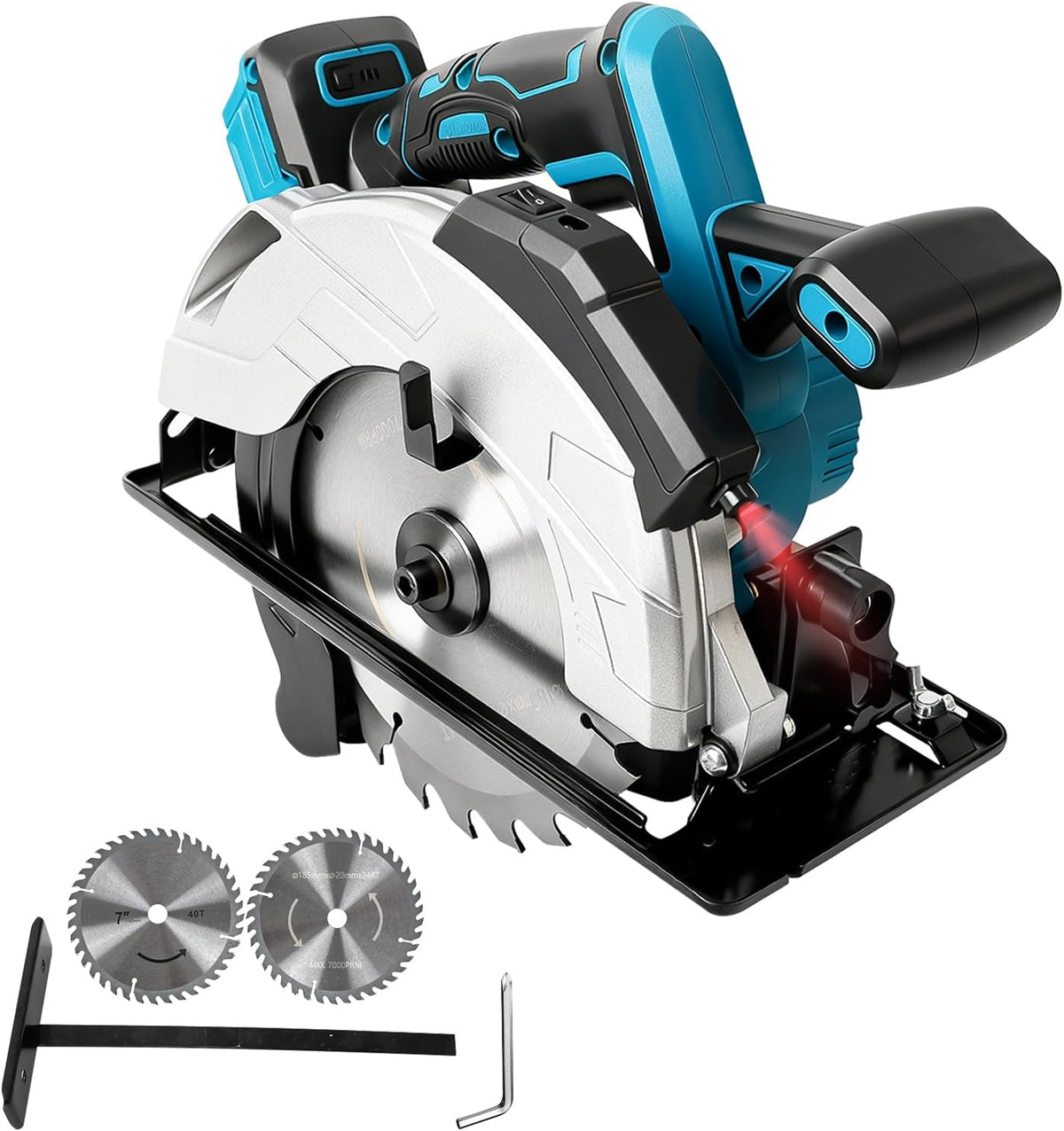 7-Zoll Akku Kreissäge kompatibel mit Makita 18V-Akku (ohne Akku), bürstenlose elektrische Kreissäge mit 5000 U/min und roter LED-Lichtführung