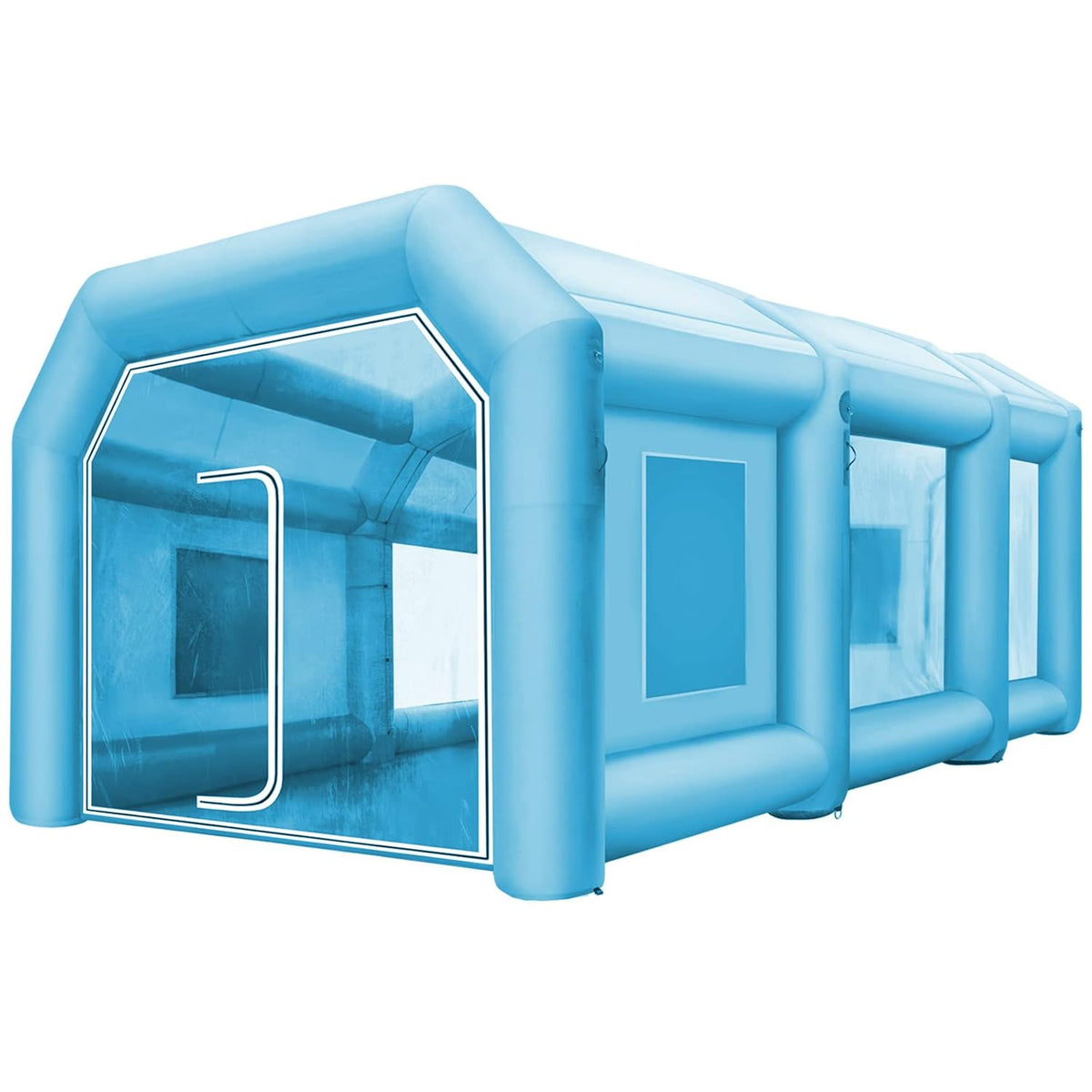 VEVOR Aufblasbares Zelt aufblasbares Spritzkabinenzelt individuelles Zelt 8 x 4 x 3 m, 210D Oxford-Gewebe mit 2 Gebläsen, Autolackierkabine