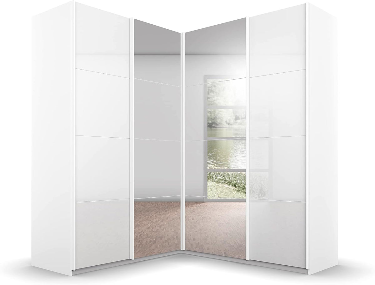Rauch Möbel QUADRA, Breite 181 cm, Eckschrank, Farbe Hochglanz Weiß/Weiß