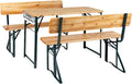 Stagecaptain BBDL-119 NT Hirschgarten Bierzeltgarnitur mit Lehne für Balkon, Klappbare Festzeltgarnitur 1x Tisch, 119 cm Länge, 2X Bank, Natur