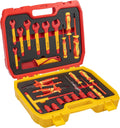 HÖGERT TECHNIK 25er-Set Elektriker Werkzeug Set isolierter 1000V Hand Screwdriver, Schlitz und Kreuz Schraubendreher, Zangen, Spannungsprüfe