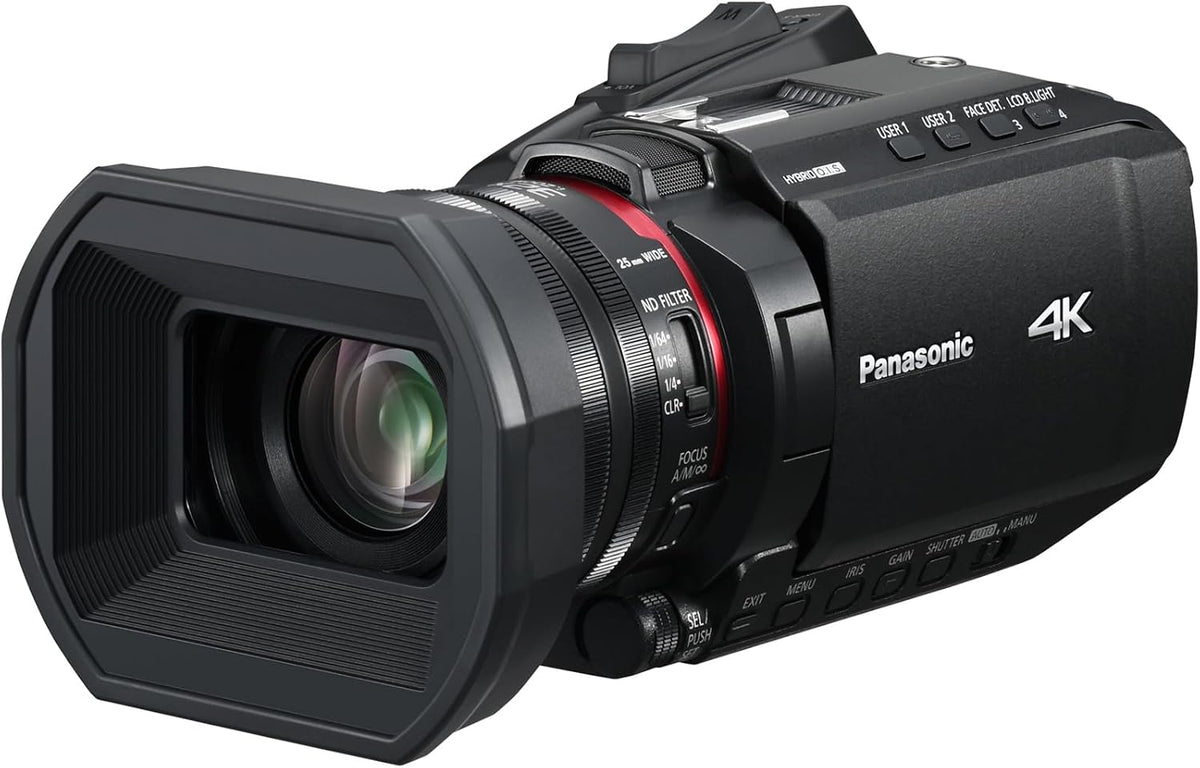 Panasonic HC-X1200E 4K 60p Palm-Style Camcorder with 25mm Wide-Angle Lens, 5-Axis Hybrid OIS, 24x Optical Zoom, USB PD, Black