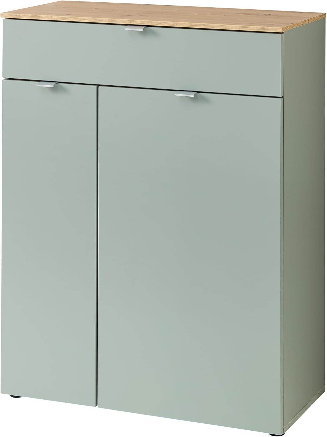 BARI Schuhschrank in Schilfgrün, 78 x 103 x 38 cm (B/H/T), Modernes Schuhregal mit viel Stauraum für Ihre Schuhe, Artisan Eiche Optik FSC-zertifiziert