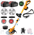 Akku Rasentrimmer mit 21v Akku, mit 2×4.0AH Akku-Rasenkantenschneider, Elektro-Trimmer Verstellbarer Teleskop-Führungsholm für Garten, Hof (orange)