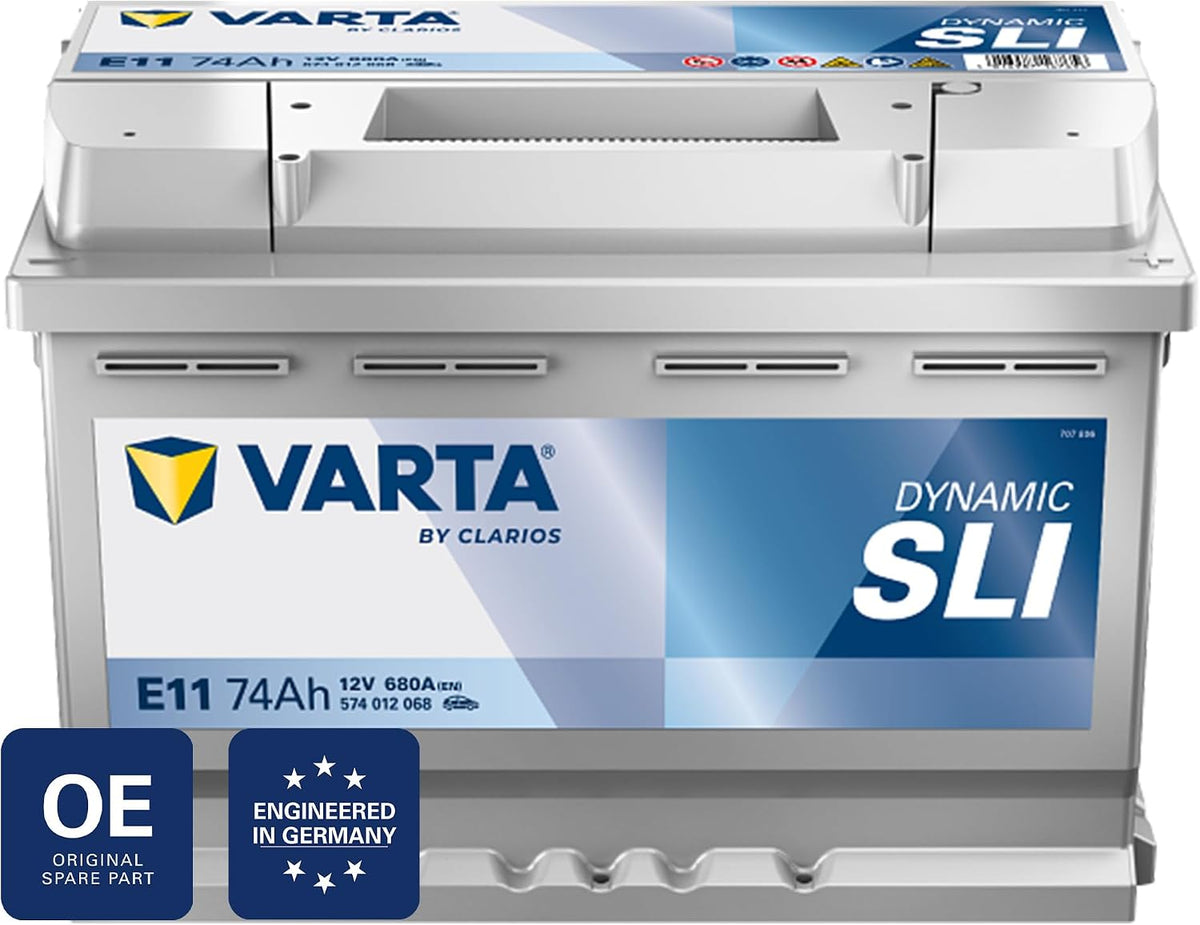 VARTA Automotive DYNAMIC SLI (E11) 12V 74Ah 680A, Nassbatterie KFZ mit Standardausstattung & ohne Start-Stopp System, Bleisäurebatterie wartungsfrei